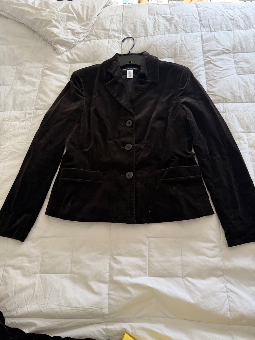 Anne Klein Dark Brown Velvet Blazer